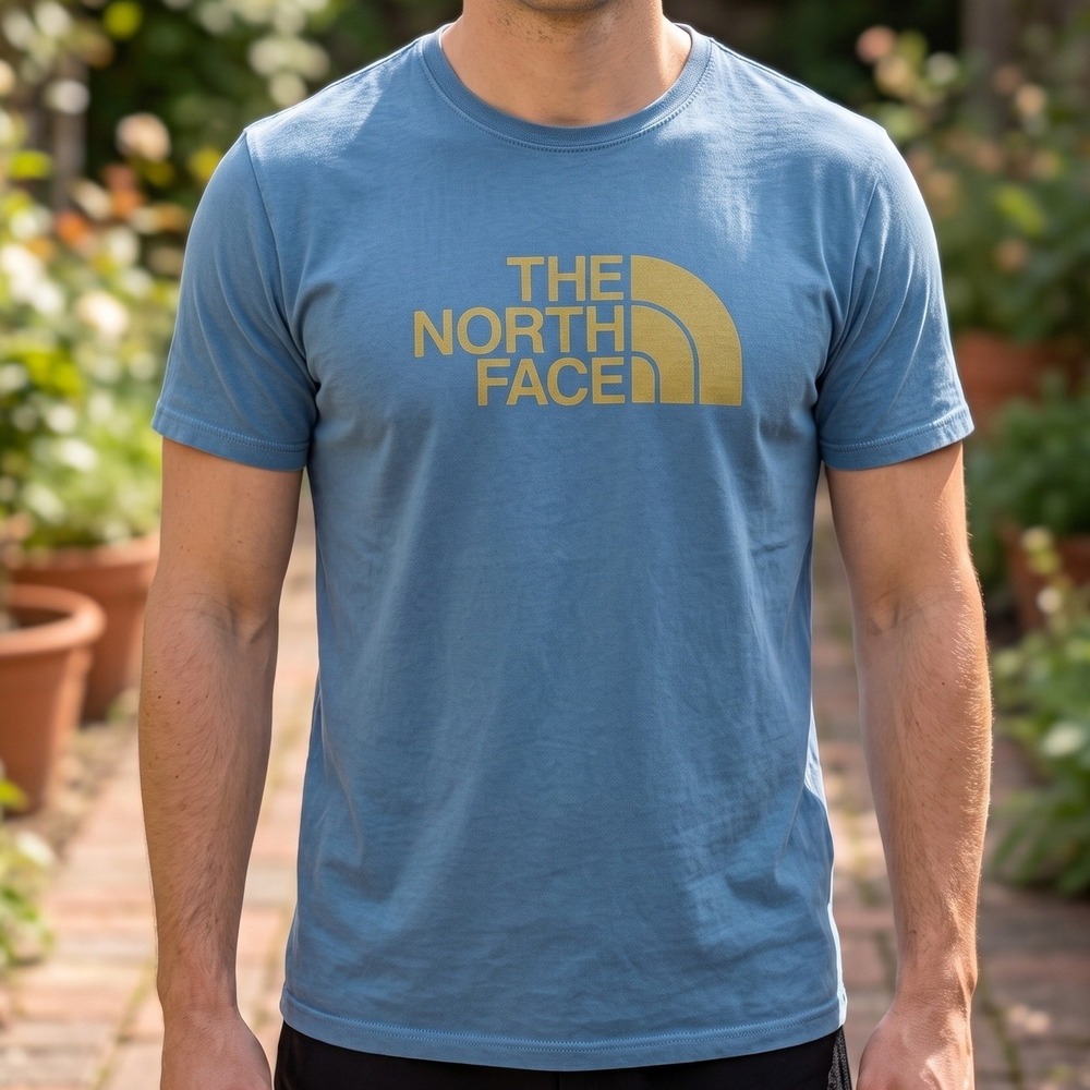 The North Face Men Blue Graphic T-Shirt Short Sleeve Logo Crew Neck Standard Fit